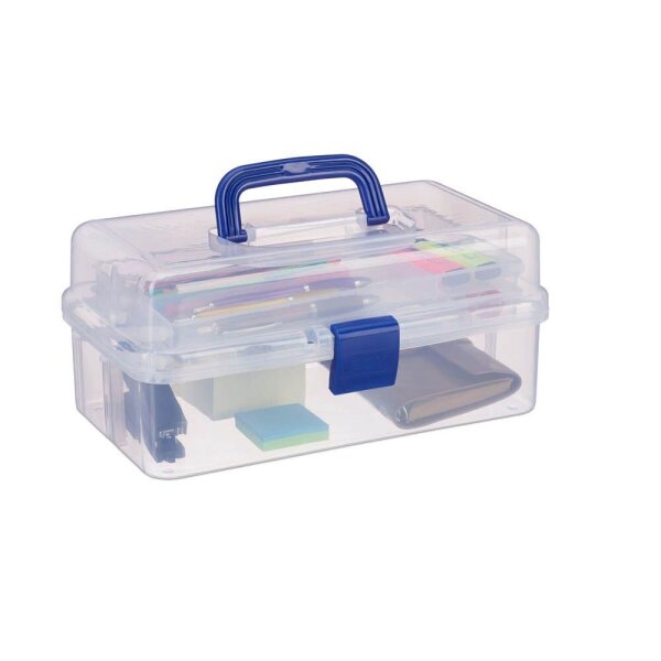 relaxdays Aufbewahrungsbox transparent, blau 33,0 x 39,0 x 17,0 cm, 1 St.
