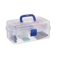 relaxdays Aufbewahrungsbox transparent, blau 33,0 x 39,0...