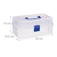 relaxdays Aufbewahrungsbox transparent, blau 33,0 x 39,0 x 17,0 cm, 1 St.
