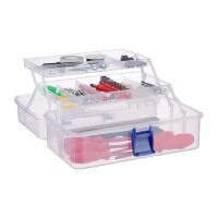 relaxdays Aufbewahrungsbox transparent, blau 33,0 x 39,0 x 17,0 cm, 1 St.
