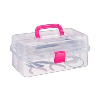 relaxdays Aufbewahrungsbox transparent, pink 33,0 x 39,0...