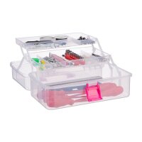 relaxdays Aufbewahrungsbox transparent, pink 33,0 x 39,0 x 17,0 cm, 1 St.