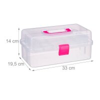 relaxdays Aufbewahrungsbox transparent, pink 33,0 x 39,0 x 17,0 cm, 1 St.