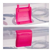 relaxdays Aufbewahrungsbox transparent, pink 33,0 x 39,0 x 17,0 cm, 1 St.