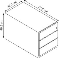 BISLEY Note Rollcontainer anthrazit 3 Auszüge 42,0 x...