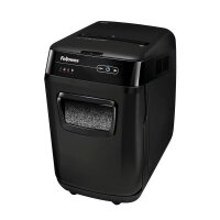 Fellowes AutoMax 200M Aktenvernichter mit Partikelschnitt P-5, 2 x 14 mm, bis 200 Blatt, schwarz