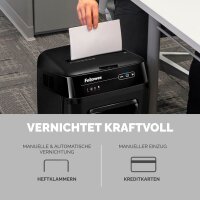 Fellowes AutoMax 200M Aktenvernichter mit Partikelschnitt P-5, 2 x 14 mm, bis 200 Blatt, schwarz