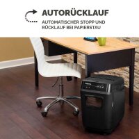 Fellowes AutoMax 200M Aktenvernichter mit Partikelschnitt P-5, 2 x 14 mm, bis 200 Blatt, schwarz