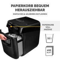 Fellowes AutoMax 200M Aktenvernichter mit Partikelschnitt P-5, 2 x 14 mm, bis 200 Blatt, schwarz