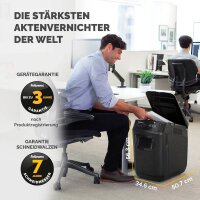 Fellowes AutoMax 200M Aktenvernichter mit Partikelschnitt P-5, 2 x 14 mm, bis 200 Blatt, schwarz