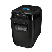 Fellowes AutoMax 200M Aktenvernichter mit Partikelschnitt P-5, 2 x 14 mm, bis 200 Blatt, schwarz