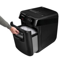 Fellowes AutoMax 200M Aktenvernichter mit Partikelschnitt P-5, 2 x 14 mm, bis 200 Blatt, schwarz