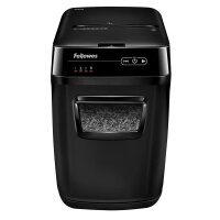 Fellowes AutoMax 200M Aktenvernichter mit Partikelschnitt P-5, 2 x 14 mm, bis 200 Blatt, schwarz