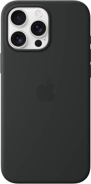 Apple Silikon Case Handy-Cover für Apple iPhone 16 Pro Max schwarz