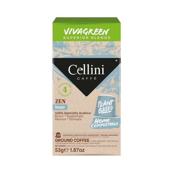 Cellini Vivagreen Zen Kaffeekapseln Arabicabohnen mild 10 Portionen