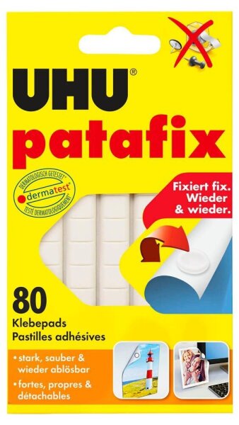 UHU patafix doppelseitige Klebepads, 1,0 x 1,0 cm, 80 St.
