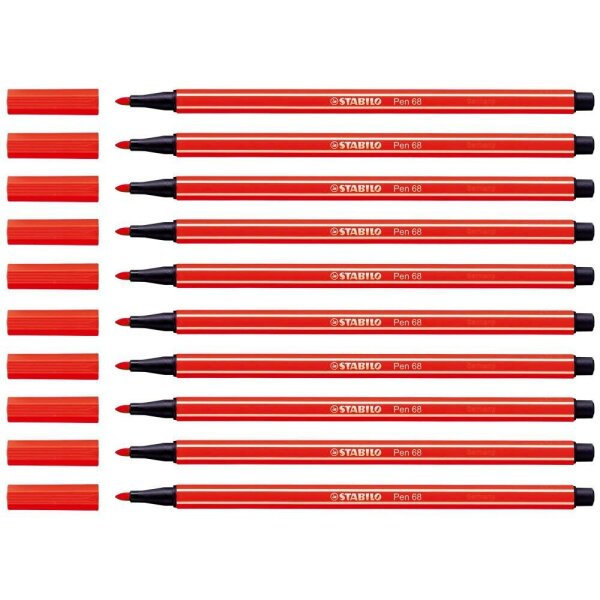 STABILO Pen 68 Filzstifte rot, 10 St.