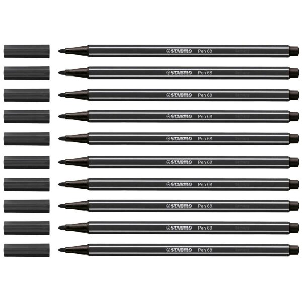 STABILO Pen 68 Filzstifte schwarz, 10 St.