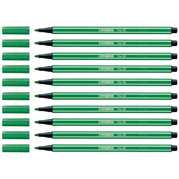 STABILO Pen 68 Filzstifte grün, 10 St.
