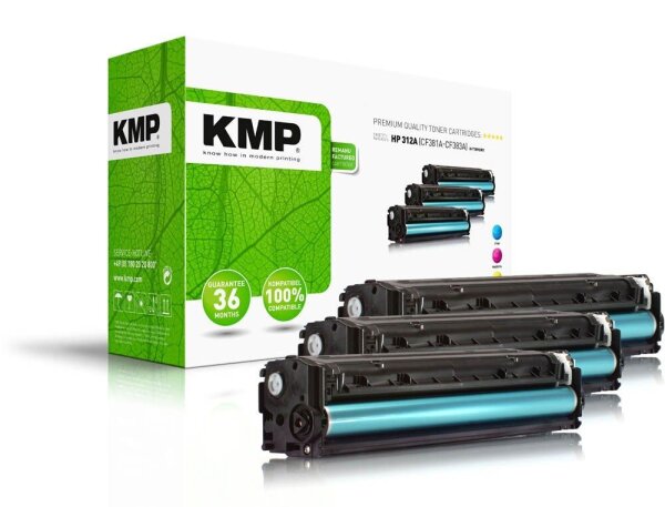 KMP H-T189CMY  cyan, magenta, gelb Toner kompatibel zu HP 312A (CF440AM), 3er-Set