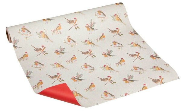 JUNG SCHÖNER VERPACKEN Geschenkpapier Robin Vögel mehrfarbig beidseitig bedruckt