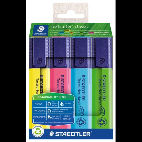 STAEDTLER Textsurfer® classic 364 Textmarker farbsortiert, 4 St.