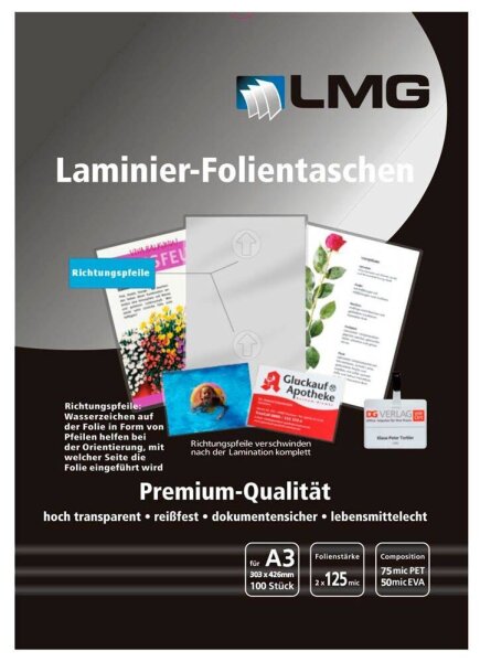 LMG Laminierfolien glänzend für A3 125 micron, 100 St.