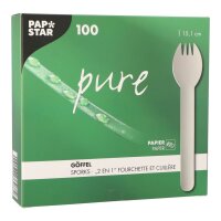 PAPSTAR Einweg-Göffel pure, Papier weiß, 100 St.