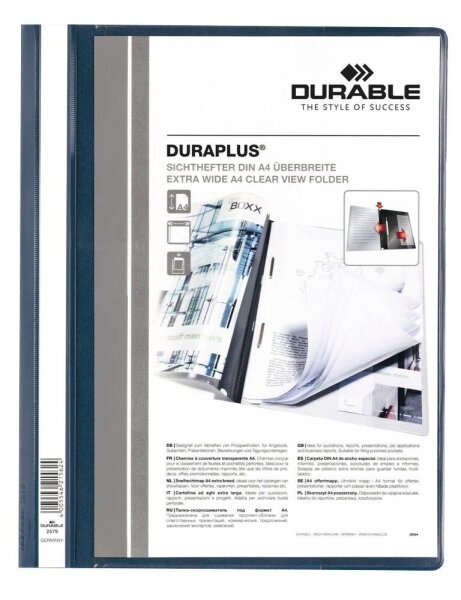DURABLE Präsentationshefter DURAPLUS Kunststoff dunkelblau DIN A4 überbreit, 25 St.