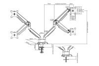 DIGITUS Monitor-Halterung DA-90395 DA-90395 schwarz für 2 Monitore, Tischklemme