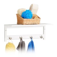 relaxdays Wandgarderobe weiß Holz 4 Haken 50,0 x 17,5 cm, 1 St.