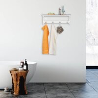 relaxdays Wandgarderobe weiß Holz 4 Haken 50,0 x 17,5 cm, 1 St.