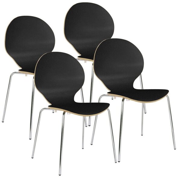 Nowy Styl Schalenstühle Cafe VI schwarz Holz, 4 St.