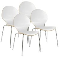 Nowy Styl Schalenstühle Cafe VI weiß Holz, 4 St.