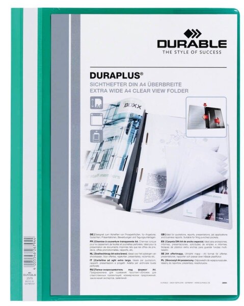 DURABLE Präsentationshefter DURAPLUS Kunststoff grün DIN A4 überbreit, 25 St.