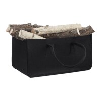 relaxdays Kaminholztasche 27,0 l schwarz 25,0 x 50,0 x...