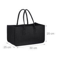 relaxdays Kaminholztasche 27,0 l schwarz 25,0 x 50,0 x 25,0 cm, 1 St.