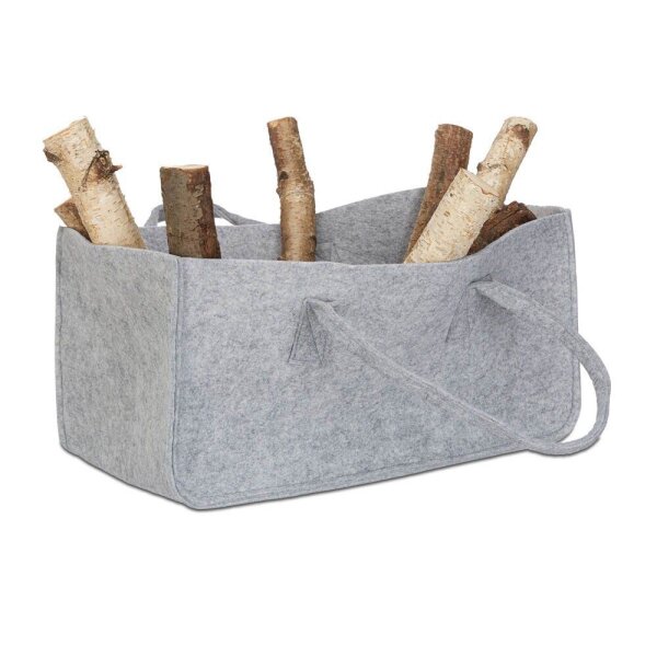 relaxdays Kaminholztasche 27,0 l grau 25,0 x 50,0 x 25,0 cm, 1 St.