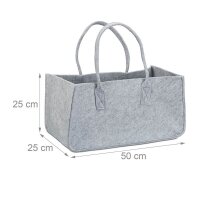 relaxdays Kaminholztasche 27,0 l grau 25,0 x 50,0 x 25,0 cm, 1 St.