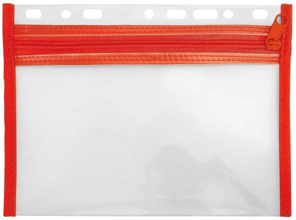 VELOFLEX Reißverschlussbeutel VELOBAG® DIN A5 transparent/rot 0,3 mm, 1 St.