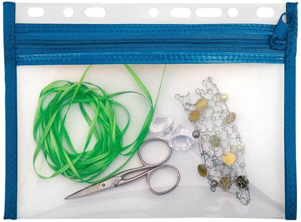 VELOFLEX Reißverschlussbeutel VELOBAG® DIN A5 transparent/blau 0,3 mm, 1 St.