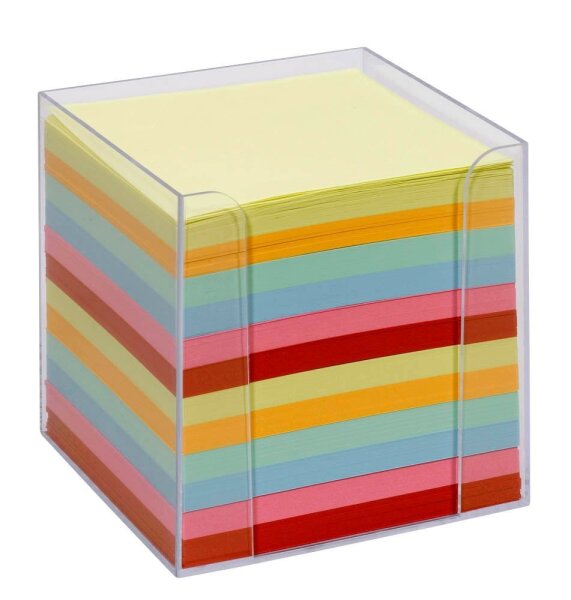 folia Zettelbox transparent inkl. 700 Notizzettel farbig sortiert, 1 St.