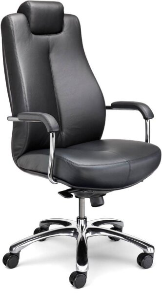 Nowy Styl XXL Chefsessel Sonata Leder schwarz, Gestell chrom