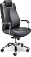 Nowy Styl XXL Chefsessel Sonata Leder schwarz, Gestell chrom