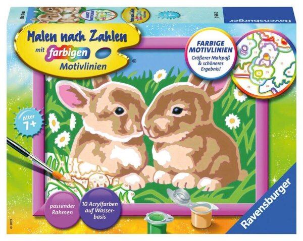 Ravensburger Malen-nach-Zahlen Niedliche Häschen mehrfarbig