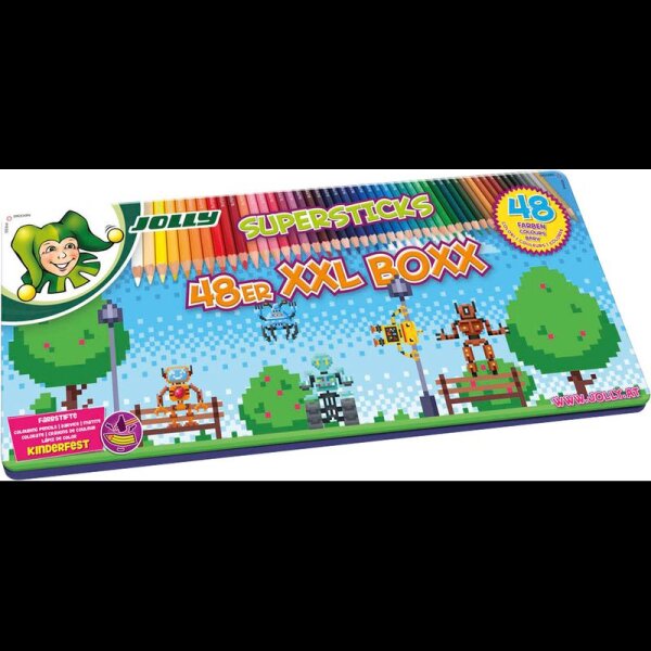 JOLLY SUPERSTICKS 48er XXL BOXX MONSTER 2 Buntstifte farbsortiert, 48 St.