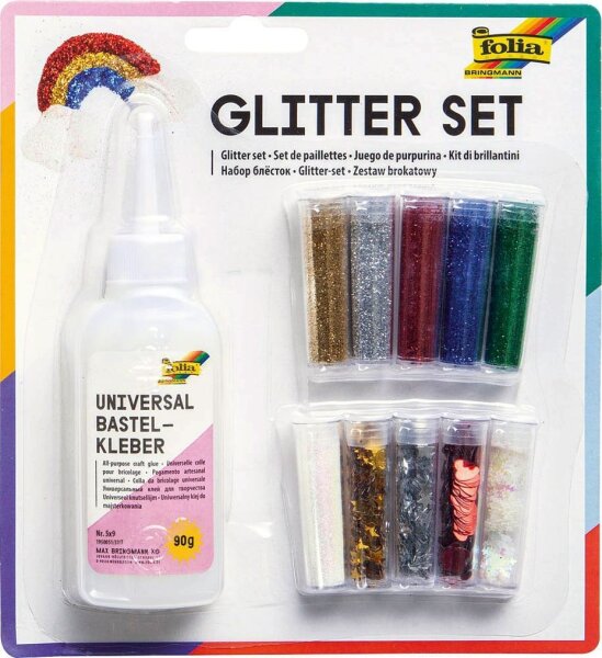 folia Bastelset Glitterset mehrfarbig
