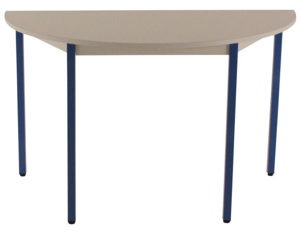 SODEMATUB Mehrzwecktisch lichtgrau, blau halbrund, Vierkantrohr blau, 120,0 x 60,0 x 74,0 cm