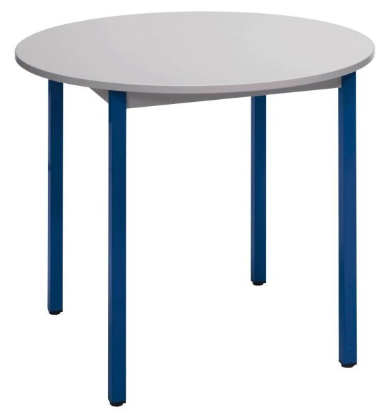 SODEMATUB Mehrzwecktisch lichtgrau, blau rund, Vierkantrohr blau, 80,0 x 80,0 x 74,0 cm