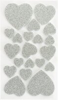 folia Moosgummi Glitter Herzen rot und silber 40 St.